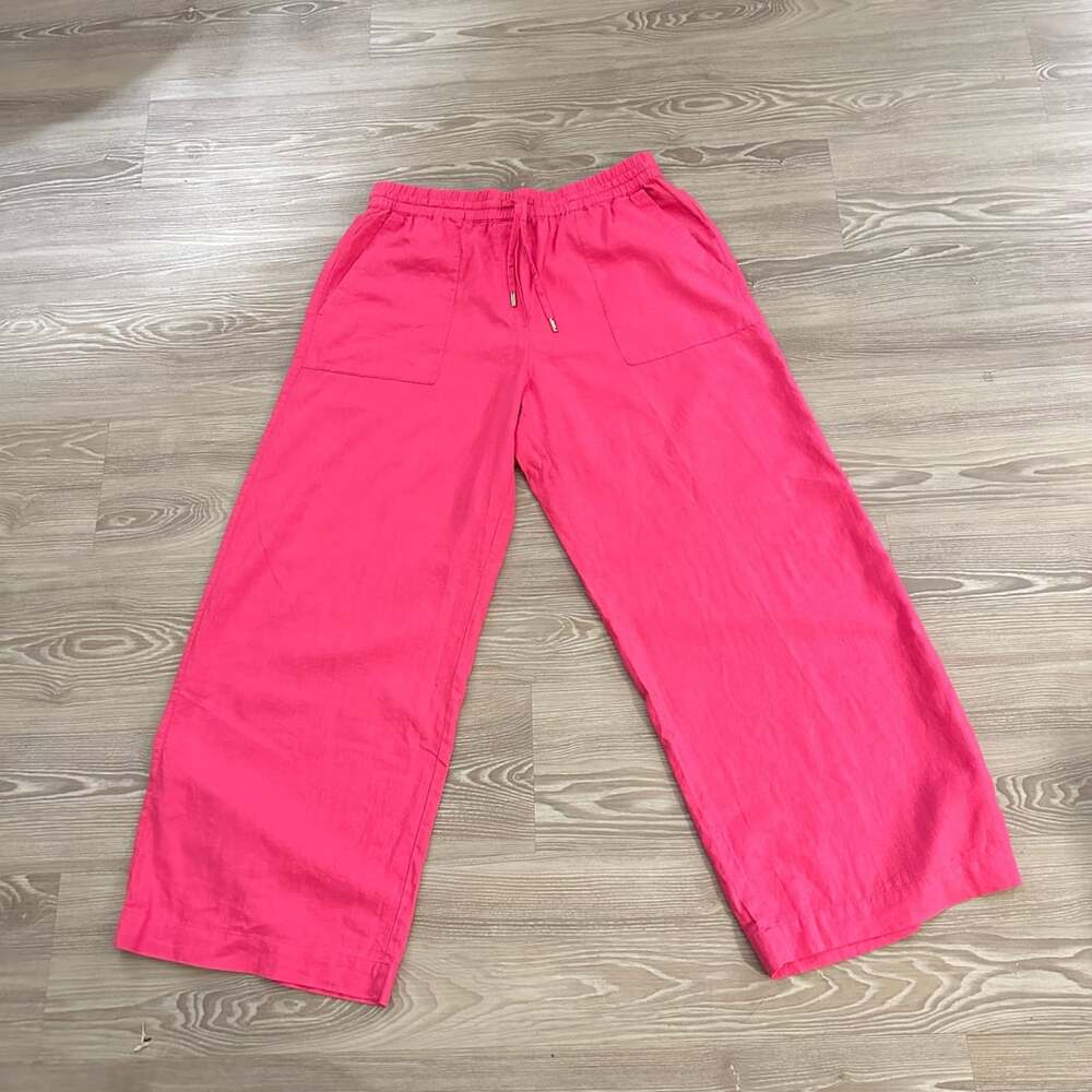 Tommy Hilfiger Pull-On Linen Blend Pants Size M Hot Pink